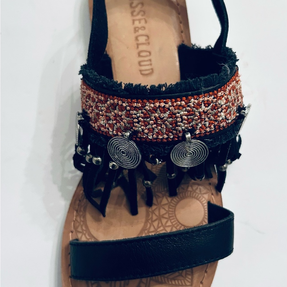 Musse & Cloud Black and Brown Sandals with Decorative Straps